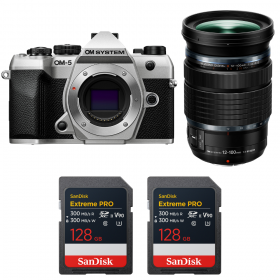 OM SYSTEM OM-5 Mark II Plata + 12-100mm f/4 IS PRO + 2 SanDisk 128GB Extreme PRO UHS-II SDXC-1