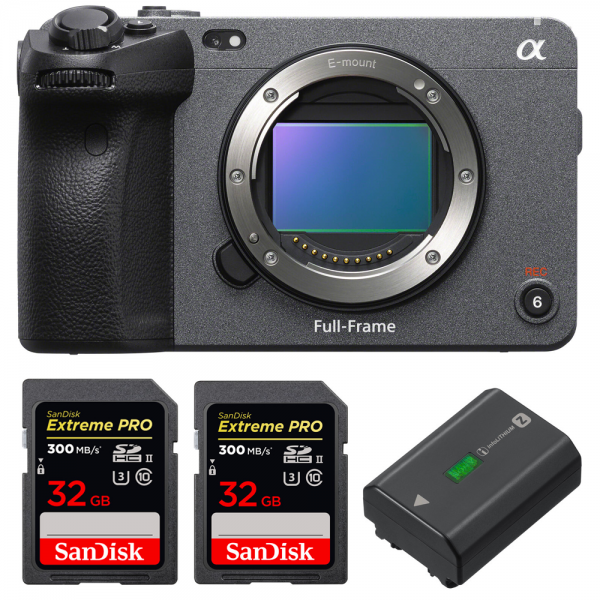 Sony FX3 Camera Cinéma + 2 SanDisk 32GB Extreme PRO UHS-II SDXC 300 MB/s + 1 Sony NP-FZ100-1