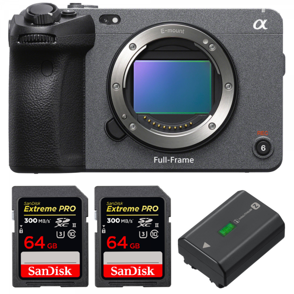 Sony FX3 Camera Cinéma + 2 SanDisk 64GB Extreme PRO UHS-II SDXC 300 MB/s + 1 Sony NP-FZ100-1