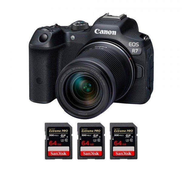 Canon EOS R7 + RF-S 18-150mm STM + 3 SanDisk 64GB Extreme PRO UHS-II SDXC 300 MB/s - Camara mirrorless-1