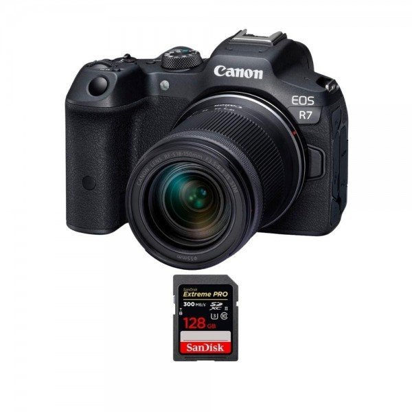 Canon EOS R7 + RF-S 18-150mm STM + 1 SanDisk 128GB Extreme PRO UHS-II SDXC 300 MB/s - Camara mirrorless-1