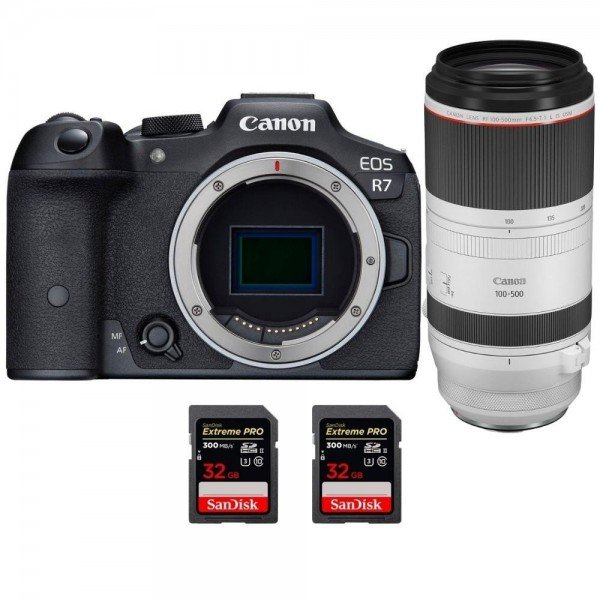 Canon EOS R7 + RF 100-500mm F4.5-7.1 L IS USM + 2 SanDisk 32GB Extreme PRO UHS-II SDXC 300 MB/s - Camara mirrorless-1