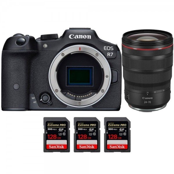 Canon EOS R7 + RF 24-70mm F2.8 L IS USM + 3 SanDisk 128GB Extreme PRO UHS-II SDXC 300 MB/s - Camara mirrorless-1