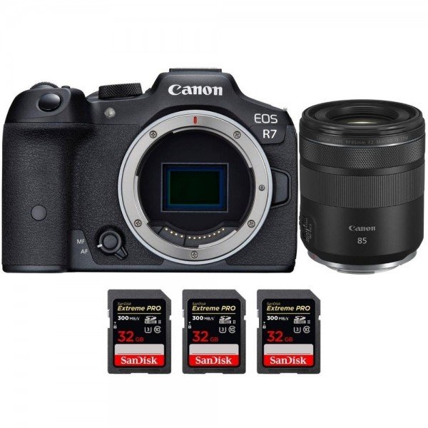 Canon EOS R7 + RF 85mm F2 Macro IS STM + 3 SanDisk 32GB Extreme PRO UHS-II SDXC 300 MB/s - Camara mirrorless-1
