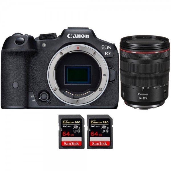 Canon EOS R7 + RF 24-105mm F4 L IS USM + 2 SanDisk 64GB Extreme PRO UHS-II SDXC 300 MB/s - Camara mirrorless-1
