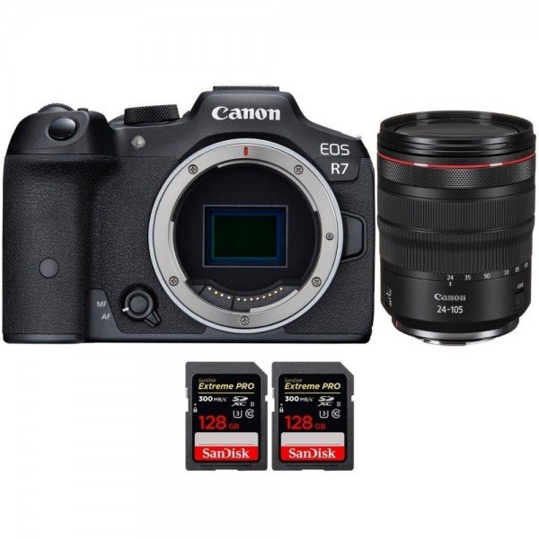 Canon EOS R7 + RF 24-105mm F4 L IS USM + 2 SanDisk 128GB Extreme PRO UHS-II SDXC 300 MB/s-1