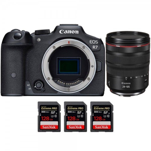 Canon EOS R7 + RF 24-105 mm F4 L IS USM + 3 SanDisk 128 GB Extreme PRO UHS-II SDXC 300 MB/s - Camara mirrorless-1