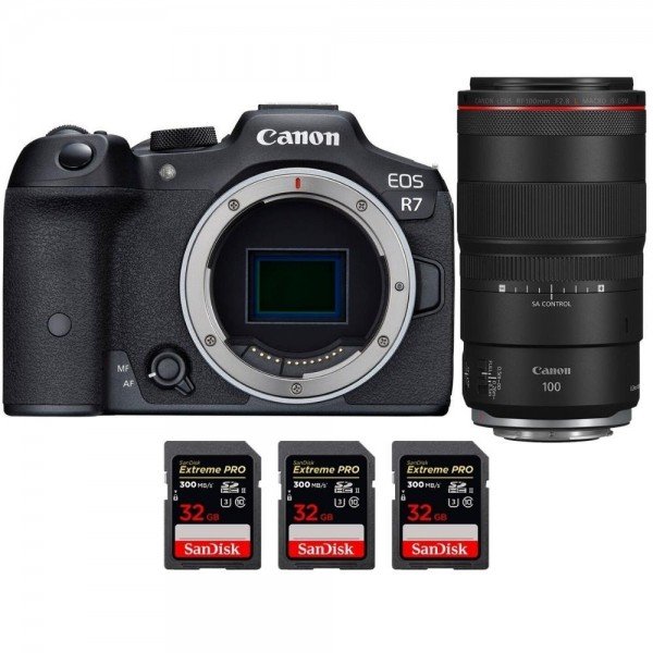 Canon EOS R7 + RF 100mm F2.8 L Macro IS USM + 3 SanDisk 32GB Extreme PRO UHS-II SDXC 300 MB/s - Camara mirrorless-1