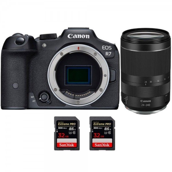 Canon EOS R7 + RF 24-240mm F4-6.3 IS USM + 2 SanDisk 32GB Extreme PRO UHS-II SDXC 300 MB/s-1