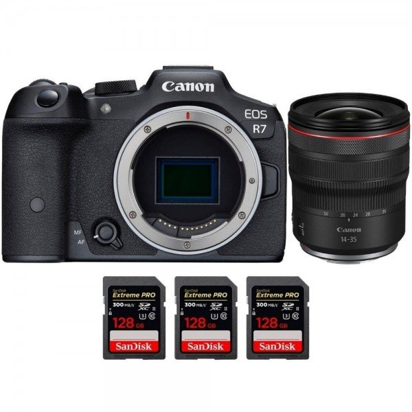 Canon EOS R7 + RF 14-35mm F4 L IS USM + 3 SanDisk 128GB Extreme PRO UHS-II SDXC 300 MB/s - Camara mirrorless-1