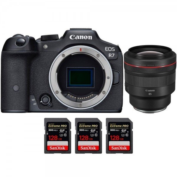 Canon EOS R7 + RF 85mm F1.2 L USM + 3 SanDisk 128GB Extreme PRO UHS-II SDXC 300 MB/s - Camara mirrorless-1