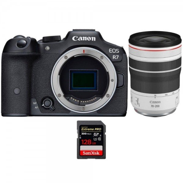 Canon EOS R7 + RF 70-200mm F4 L IS USM + 1 SanDisk Extreme PRO UHS-II SDXC 300 MB/s de 128 GB - Camara mirrorless-1
