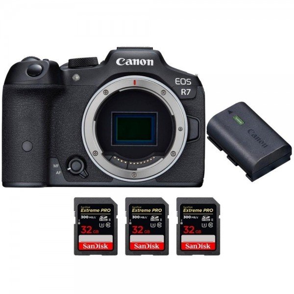 Canon EOS R7 + Canon LP-E6NH + 3 SanDisk 32GB Extreme PRO UHS-II SDXC 300 MB/s - Camara mirrorless-1