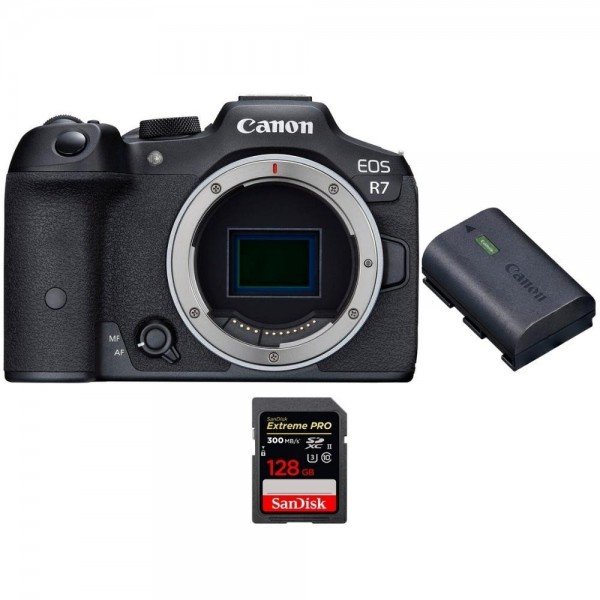 Canon EOS R7 + Canon LP-E6NH + 1 SanDisk 128GB Extreme PRO UHS-II SDXC 300 MB/s - Camara mirrorless-1