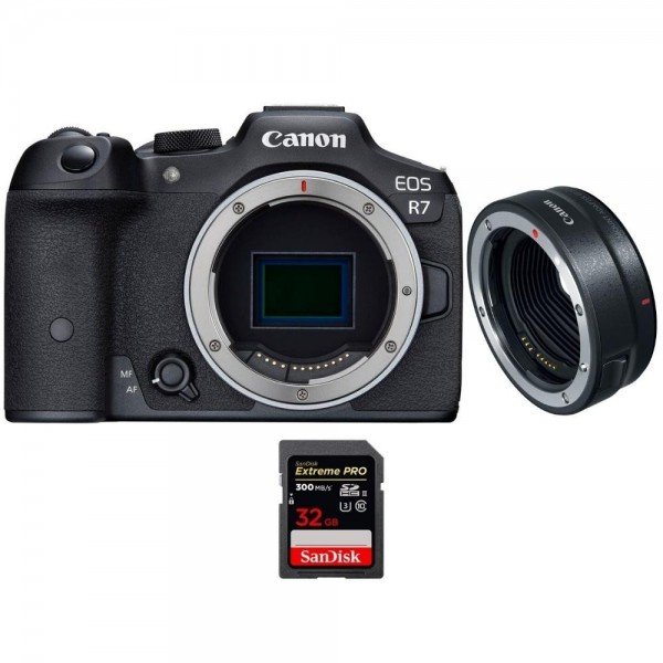 Canon EOS R7 + EF-EOS R + 1 SanDisk 32 GB Extreme PRO UHS-II SDXC 300 MB/s - Camara mirrorless-1
