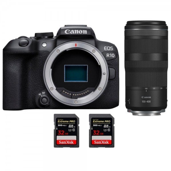 Canon EOS R10 + RF 100-400mm F5.6-8 IS USM + 2 SanDisk 32GB Extreme PRO UHS-II SDXC 300 MB/s - Camara evil APS-C-1