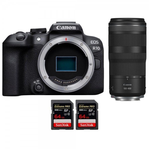 Canon EOS R10 + RF 100-400mm F5.6-8 IS USM + 2 SanDisk 64GB Extreme PRO UHS-II SDXC 300 MB/s APS-C-1