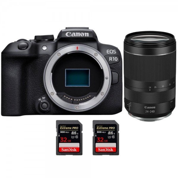 Canon EOS R10 + RF 24-240mm F4-6.3 IS USM + 2 SanDisk 32GB Extreme PRO UHS-II SDXC 300 MB/s APS-C-1
