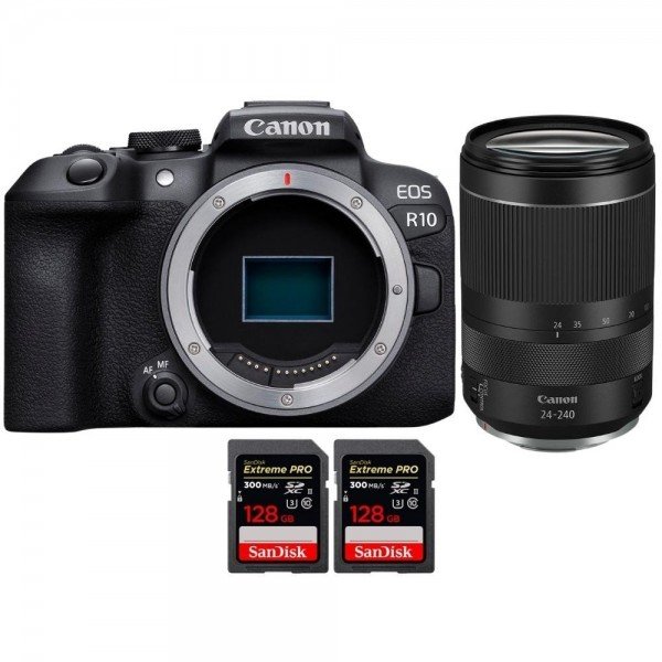 Canon EOS R10 + RF 24-240mm F4-6.3 IS USM + 2 SanDisk 128GB Extreme PRO UHS-II SDXC 300 MB/s - Camara evil APS-C-1