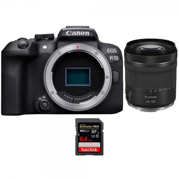 Canon EOS R10 + RF 24-105mm F4-7.1 IS STM + 1 SanDisk 64GB Extreme PRO UHS-II SDXC 300 MB/s APS-C-1