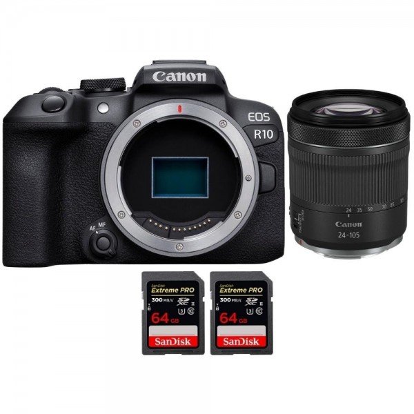 Canon EOS R10 + RF 24-105mm F4-7.1 IS STM + 2 SanDisk 64GB Extreme PRO UHS-II SDXC 300 MB/s APS-C-1