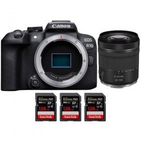 Canon EOS R10 + RF 24-105mm F4-7.1 IS STM + 3 SanDisk 128GB Extreme PRO UHS-II SDXC 300 MB/s - Camara evil APS-C-1