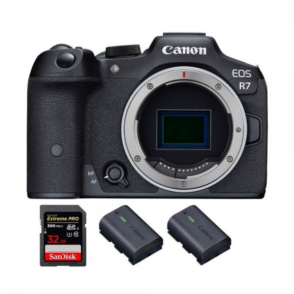 Canon EOS R7 + 1 SanDisk 32GB Extreme PRO UHS-II SDXC 300 MB/s + 2 Canon LP-E6NH - Camara mirrorless-1