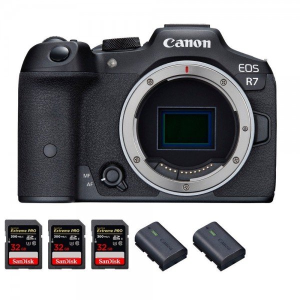 Canon EOS R7 + 3 SanDisk 32GB Extreme PRO UHS-II SDXC 300 MB/s + 2 Canon LP-E6NH - Camara mirrorless-1