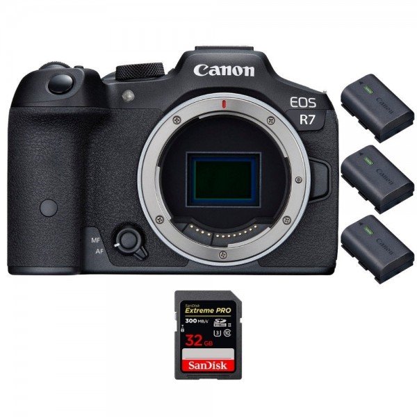 Canon EOS R7 + 1 SanDisk 32GB Extreme PRO UHS-II SDXC 300 MB/s + 3 Canon LP-E6NH - Camara mirrorless-1