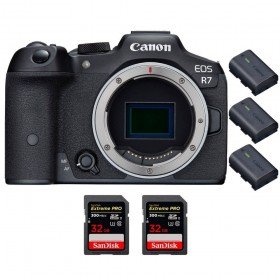 Canon EOS R7 + 2 SanDisk 32GB Extreme PRO UHS-II SDXC 300 MB/s + 3 Canon LP-E6NH-1