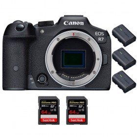 Canon EOS R7 + 2 SanDisk 64GB Extreme PRO UHS-II SDXC 300 MB/s + 3 Canon LP-E6NH-1