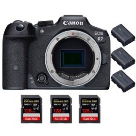 Canon EOS R7 + 3 SanDisk 128GB Extreme PRO UHS-II SDXC 300 MB/s + 3 Canon LP-E6NH - Camara mirrorless-1