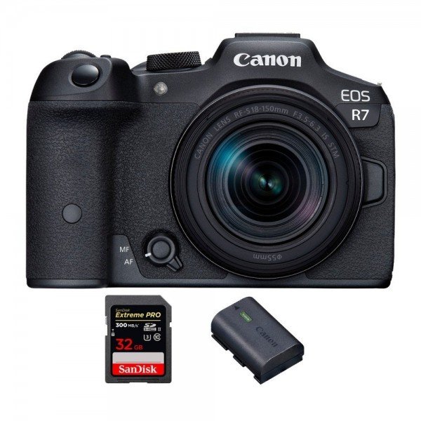 Canon EOS R7 + RF-S 18-150mm STM + 1 SanDisk 32GB Extreme PRO UHS-II SDXC 300 MB/s + 1 Canon LP-E6NH-1