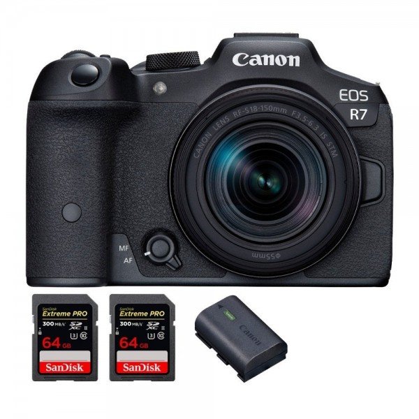 Canon EOS R7 + RF-S 18-150mm STM + 2 SanDisk 64GB Extreme PRO UHS-II SDXC 300 MB/s + 1 Canon LP-E6NH - Camara mirrorless-1