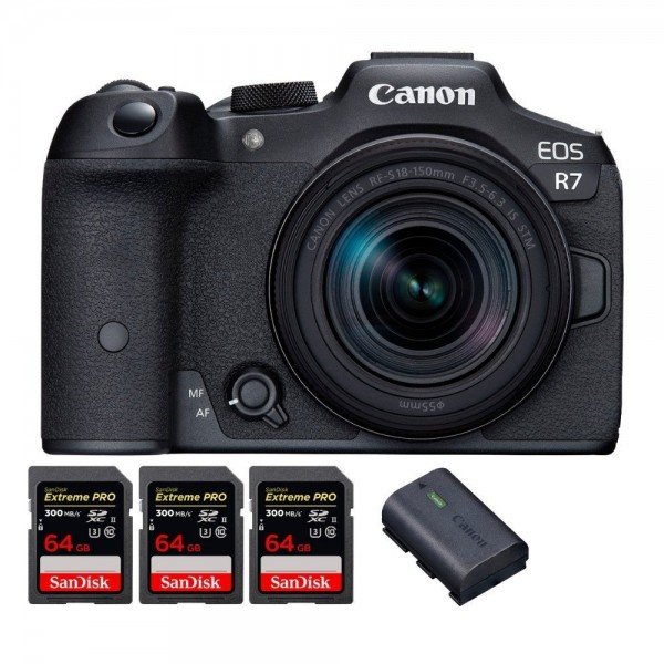 Canon EOS R7 + RF-S 18-150mm STM + 3 SanDisk 64GB Extreme PRO UHS-II SDXC 300 MB/s + 1 Canon LP-E6NH - Camara mirrorless-1