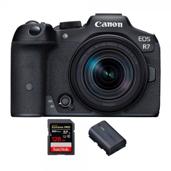 Canon EOS R7 + RF-S 18-150mm STM + 1 SanDisk 128GB Extreme PRO UHS-II SDXC 300 MB/s + 1 Canon LP-E6NH - Camara mirrorless-1