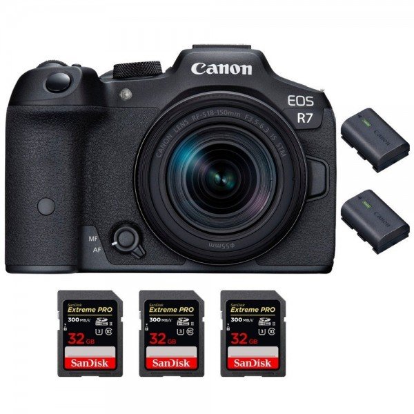 Canon EOS R7 + RF-S 18-150mm STM + 3 SanDisk 32GB Extreme PRO UHS-II SDXC 300 MB/s + 2 Canon LP-E6NH - Camara mirrorless-1