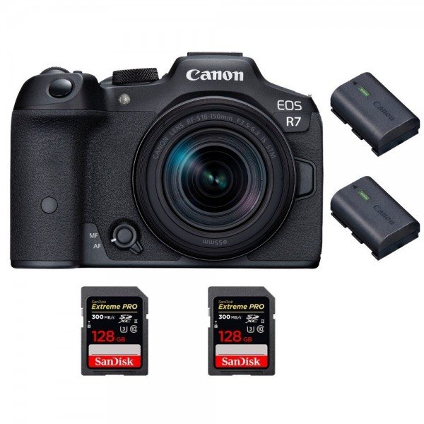 Canon EOS R7 + RF-S 18-150mm STM + 2 SanDisk 128GB Extreme PRO UHS-II SDXC 300 MB/s + 2 Canon LP-E6NH - Camara mirrorless-1