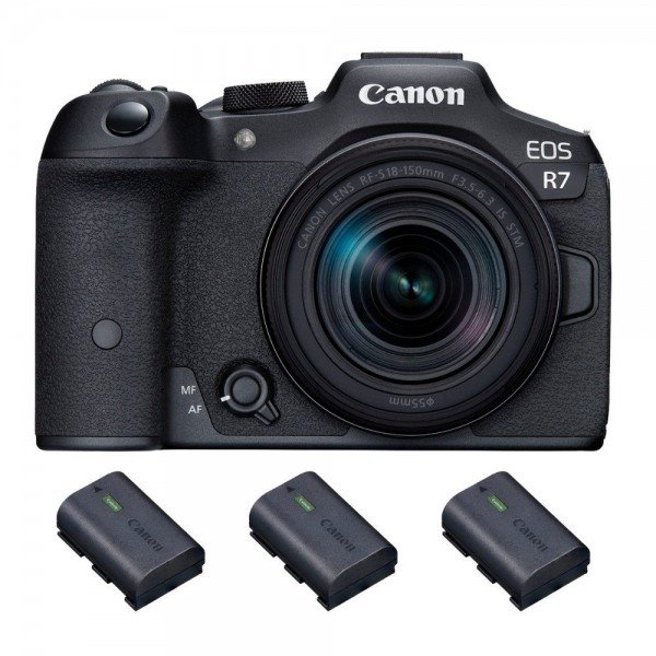 Canon EOS R7 + RF-S 18-150mm STM + 3 Canon LP-E6NH - Camara mirrorless-1