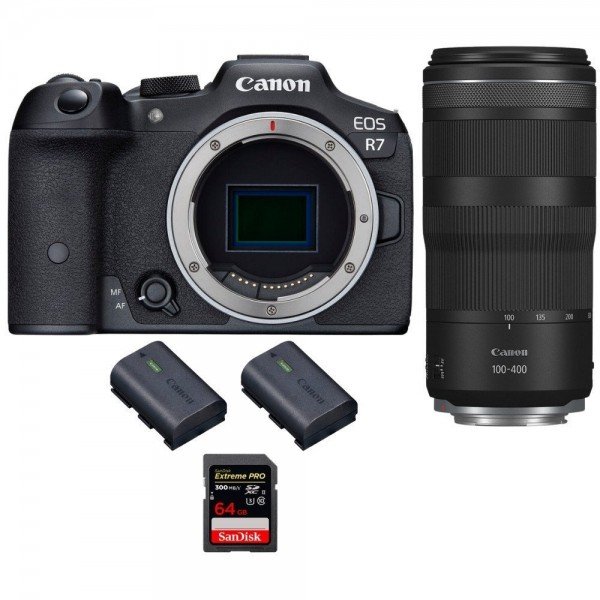 Canon EOS R7 + RF 100-400mm IS + 1 SanDisk 64GB Extreme PRO UHS-II SDXC 300 MB/s + 2 Canon LP-E6NH-1