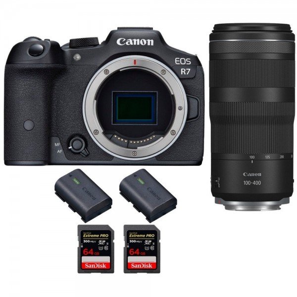 Canon EOS R7 + RF 100-400mm IS + 2 SanDisk 64GB Extreme PRO UHS-II SDXC 300 MB/s + 2 Canon LP-E6NH - Camara mirrorless-1