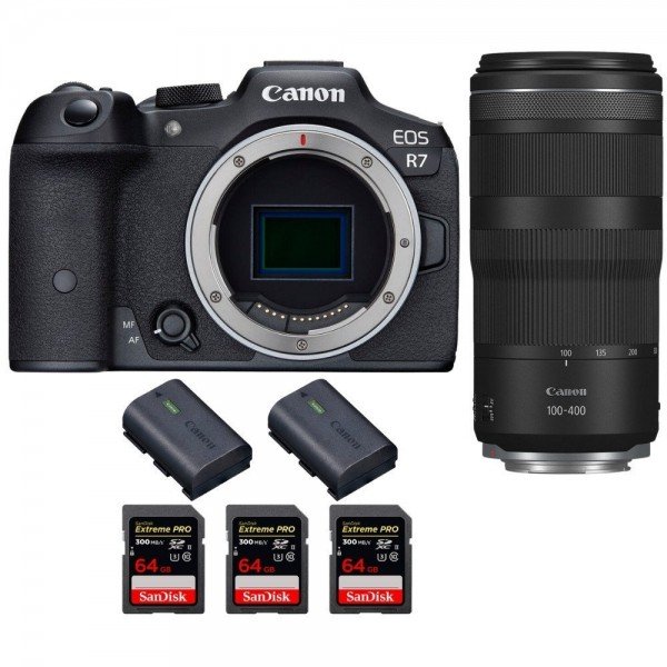 Canon EOS R7 + RF 100-400mm IS + 3 SanDisk 64GB Extreme PRO UHS-II SDXC 300 MB/s + 2 Canon LP-E6NH-1