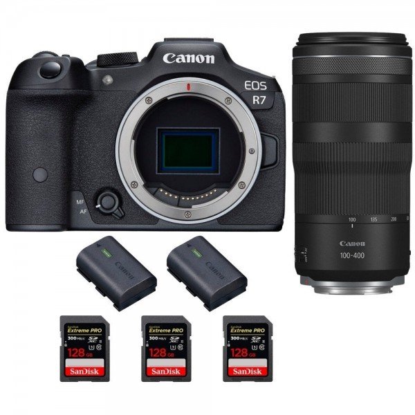 Canon EOS R7 + RF 100-400mm IS + 3 SanDisk 128GB Extreme PRO UHS-II SDXC 300 MB/s + 2 Canon LP-E6NH-1