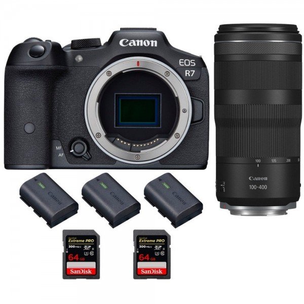 Canon EOS R7 + RF 100-400mm IS + 2 SanDisk 64GB Extreme PRO UHS-II SDXC 300 MB/s + 3 Canon LP-E6NH-1