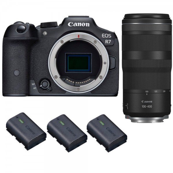 Canon EOS R7 + RF 100-400mm IS + 3 Canon LP-E6NH - Camara mirrorless-1