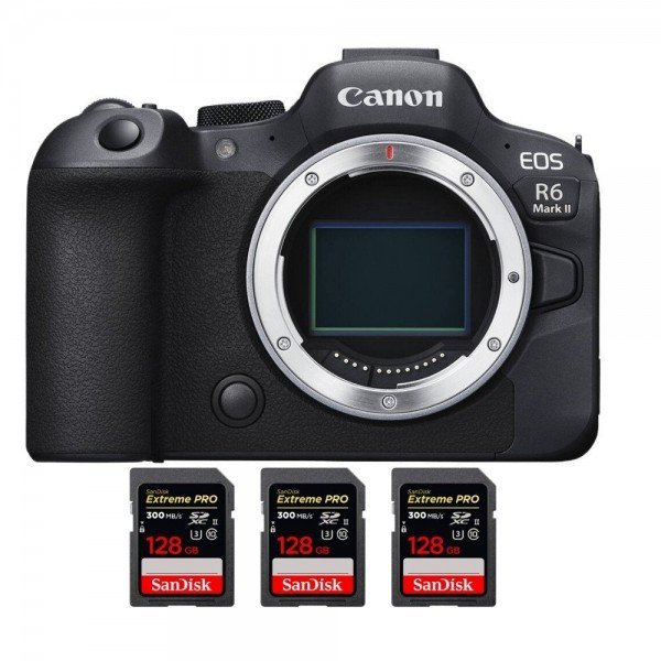 Canon EOS R6 Mark II + 3 SanDisk 128GB Extreme PRO UHS-II SDXC 300 MB/s - Camara mirrorless-1