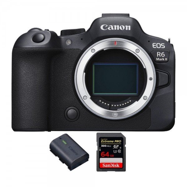 Canon EOS R6 Mark II + 1 SanDisk 64GB Extreme PRO UHS-II 300 MB/s + 1 Canon LP-E6NH-1