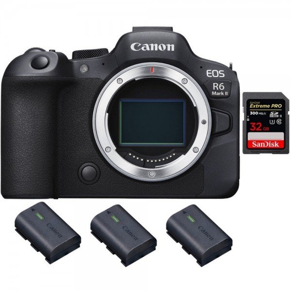 Canon EOS R6 Mark II + 1 SanDisk 32GB Extreme PRO UHS-II 300 MB/s + 3 Canon LP-E6NH-1