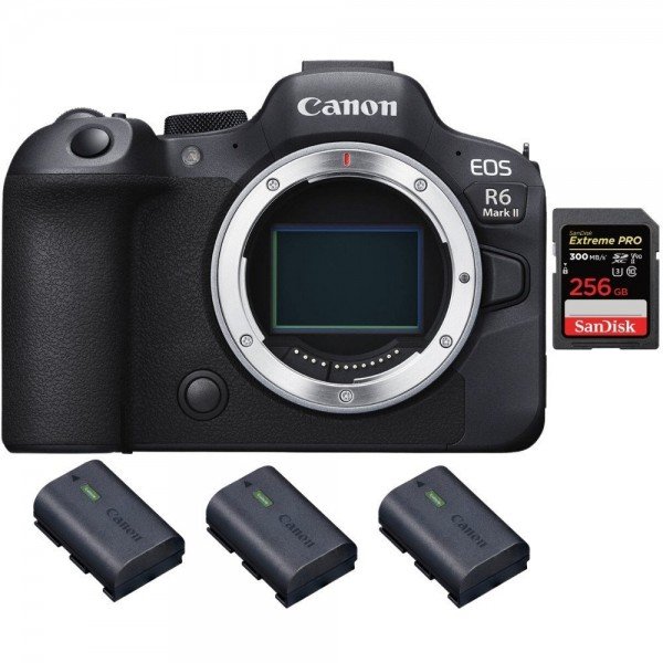 Canon EOS R6 Mark II + 1 SanDisk 256GB Extreme PRO UHS-II 300 MB/s + 3 Canon LP-E6NH-1
