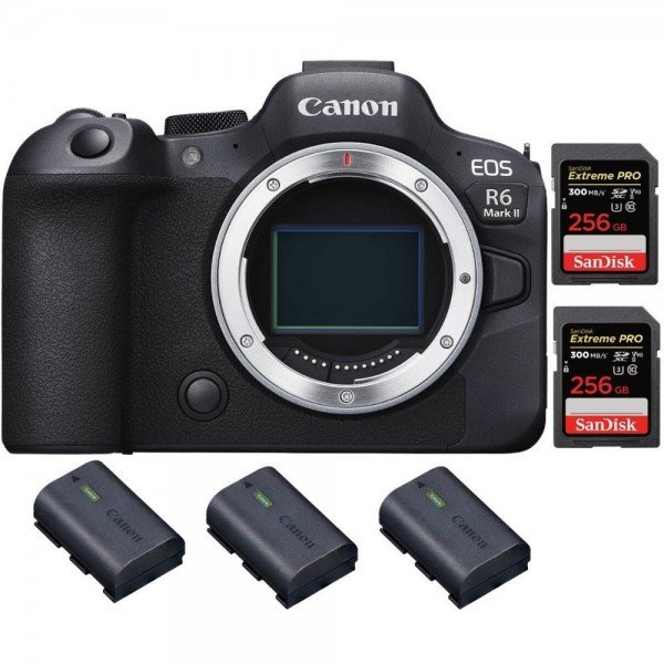 Canon EOS R6 Mark II + 2 SanDisk 256GB Extreme PRO UHS-II 300 MB/s + 3 Canon LP-E6NH - Camara mirrorless-1